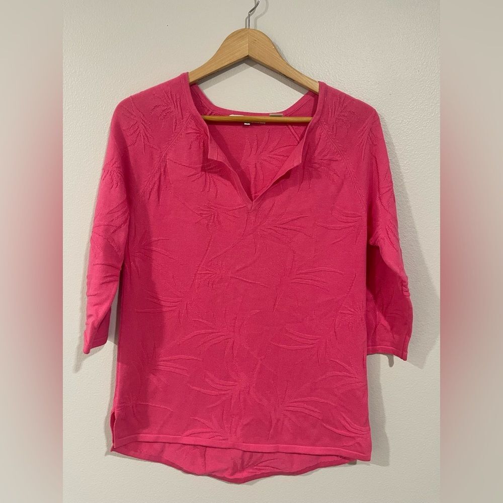 Eight eigh eight women’s sweater pink tropical leaves size S